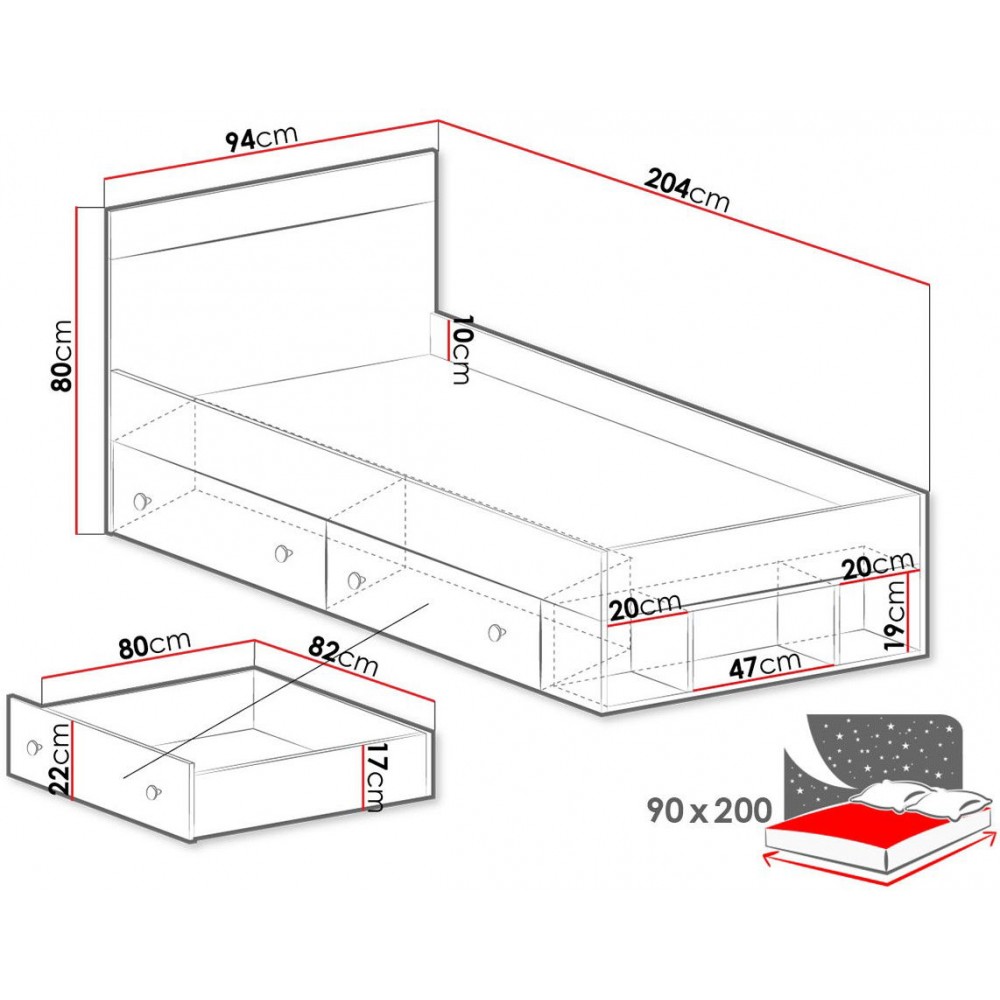 Κρεβάτι Pixel-90 x 200