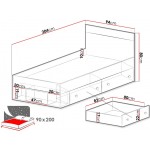 Κρεβάτι Pixel-90 x 200