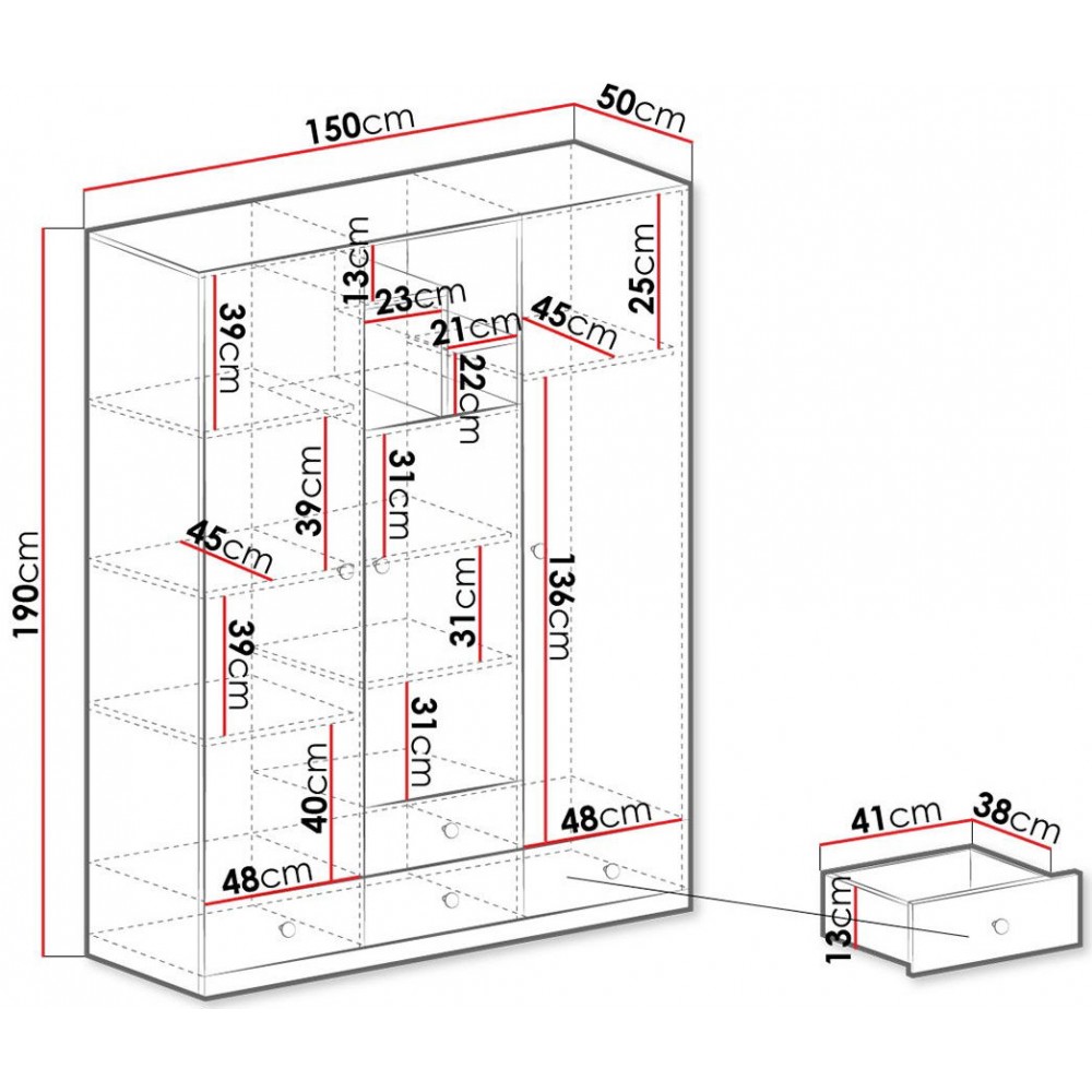 Ντουλάπα Pixel τρίφυλλη