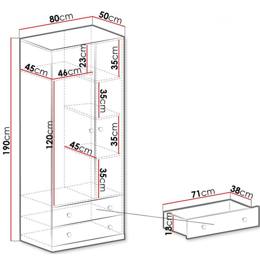 Ντουλάπα Pixel δίφυλλη