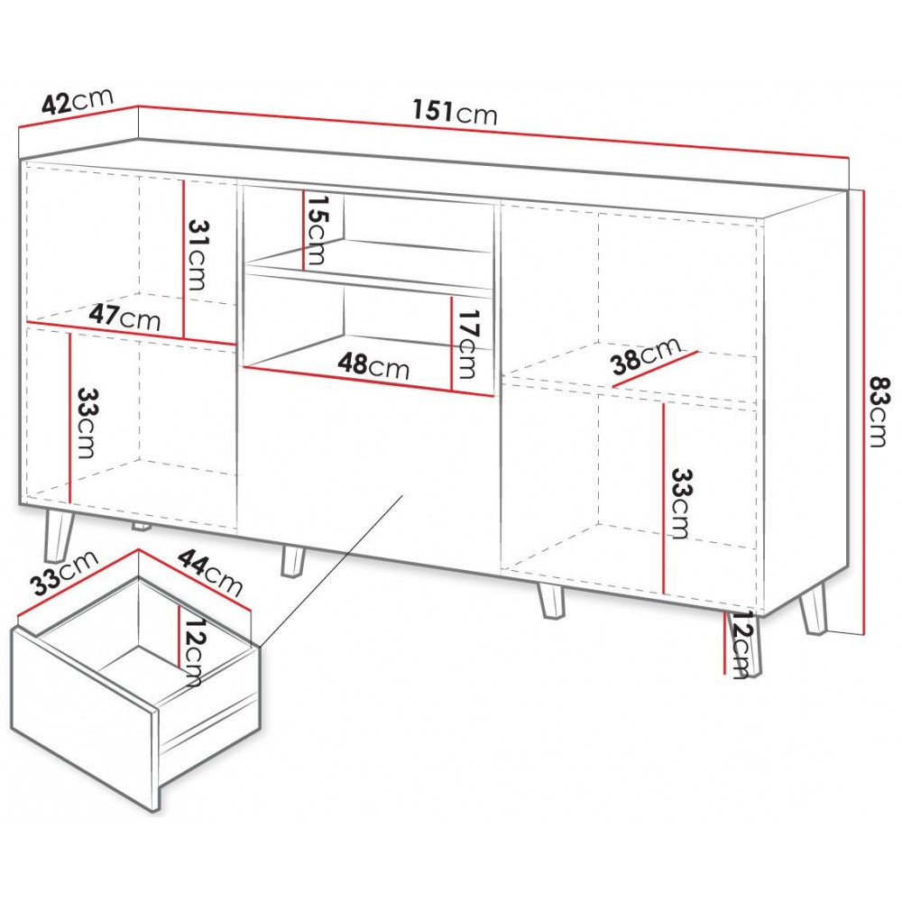 Μπουφές Vamos Grey 150