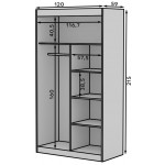 Ντουλάπα Zaist 120 συρόμενη-Fusiko 120x59x215