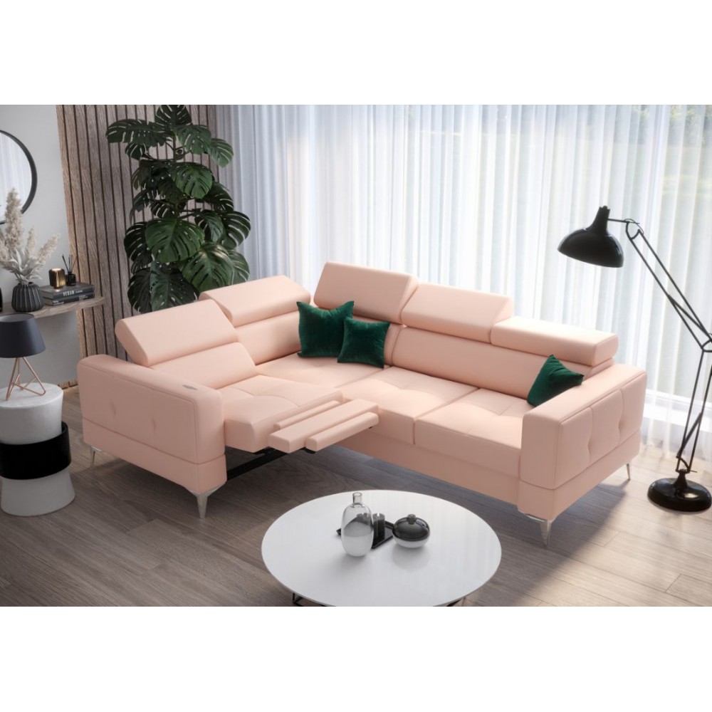 Γωνιακός καναπές Milo LTHR-Roz-Αριστερή