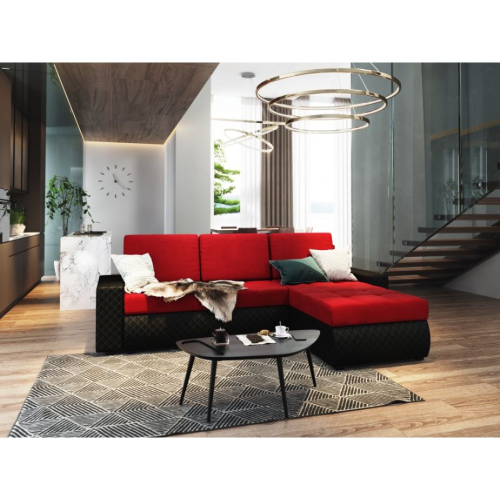 Γωνιακός καναπές Riverside-Kokkino-Mauro