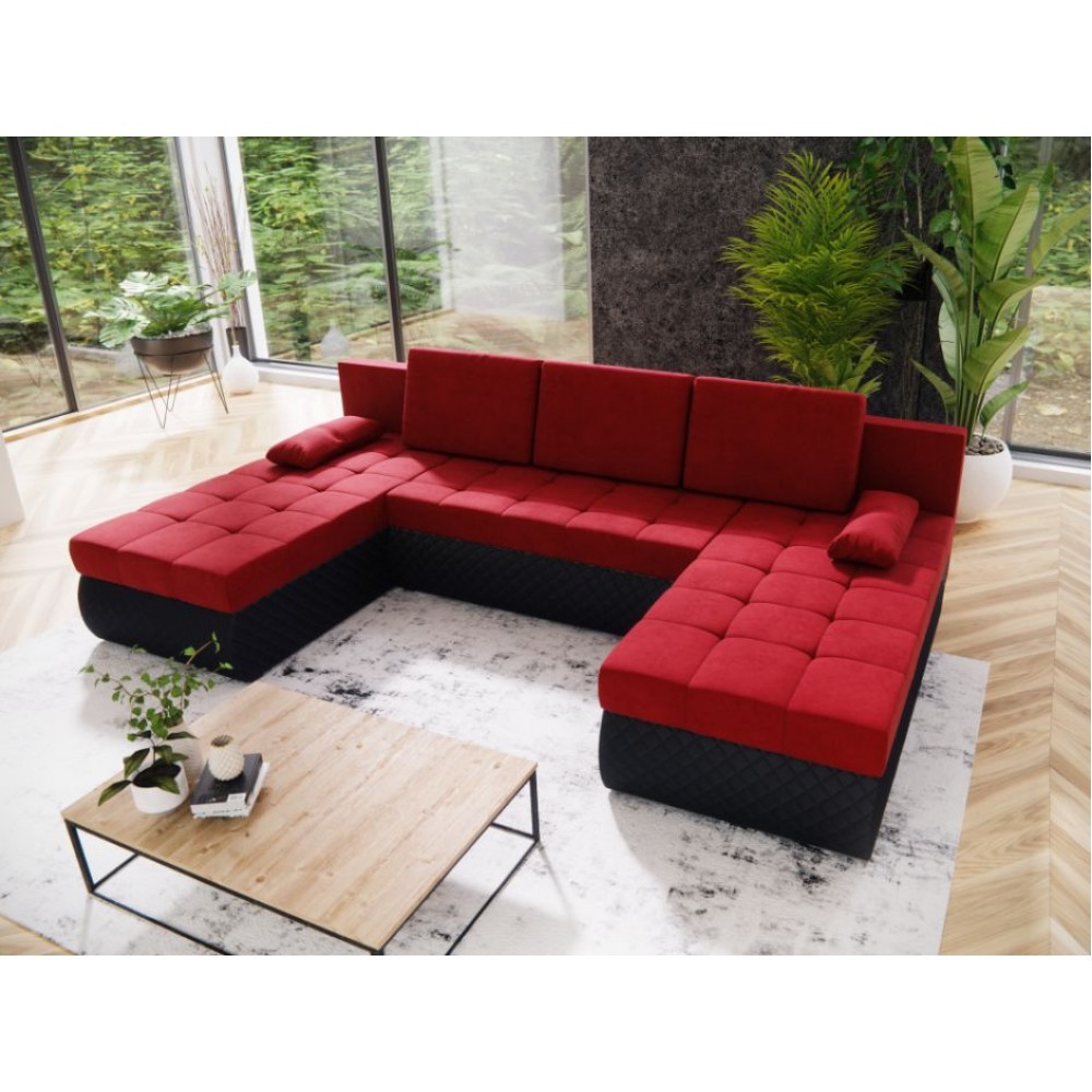 Γωνιακός καναπές Malaga-Kokkino-Mauro