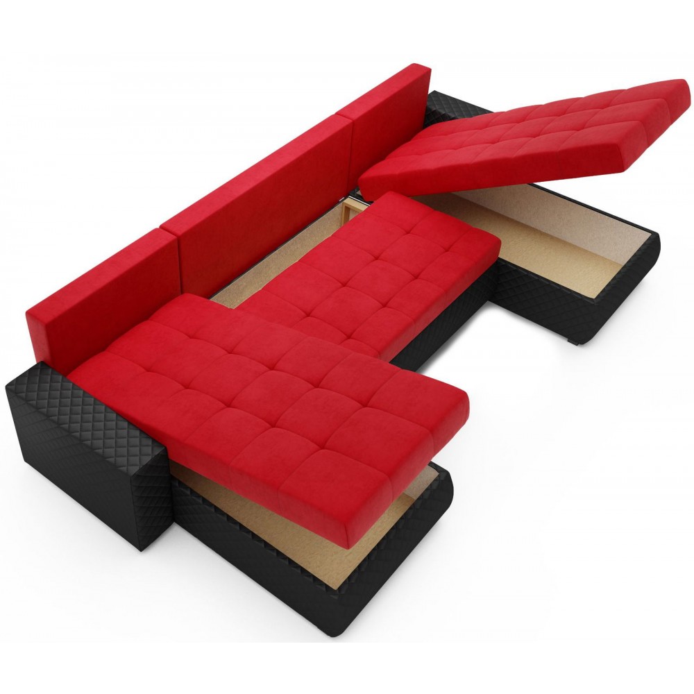 Γωνιακός καναπές Malaga max-Kokkino-Mauro