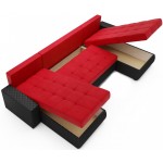 Γωνιακός καναπές Malaga max-Kokkino-Mauro