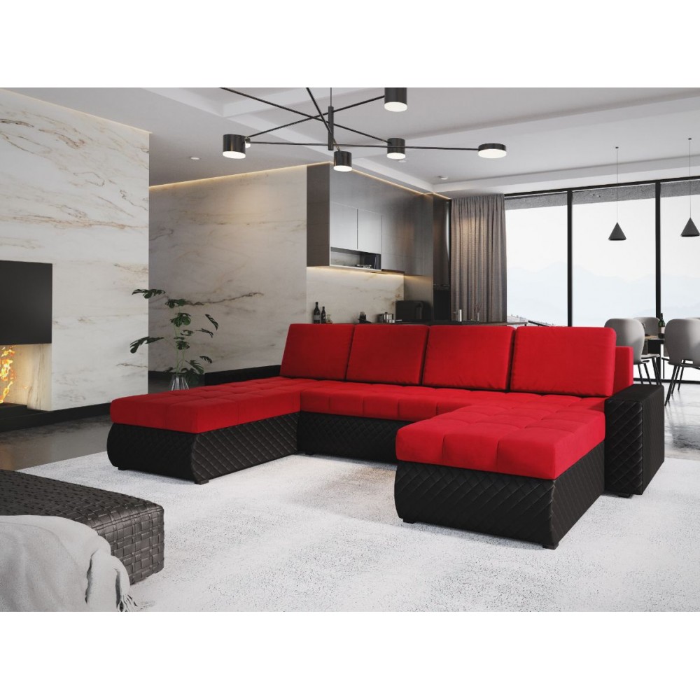 Γωνιακός καναπές Malaga max-Kokkino-Mauro