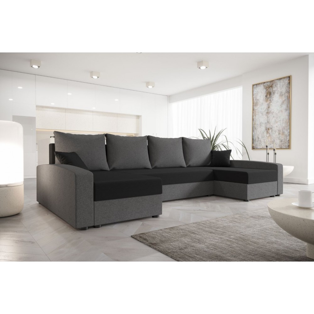 Γωνιακός καναπές Donetsk max-Gkri skouro - Gkri anoixto