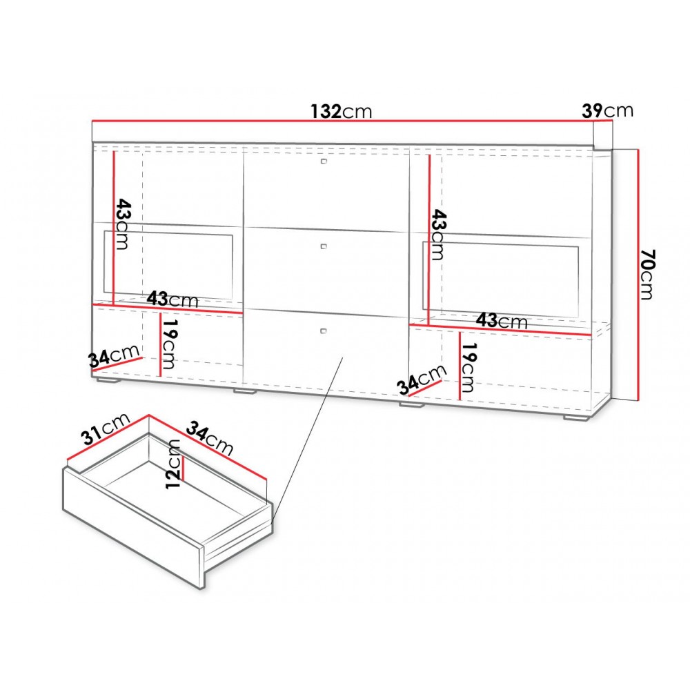 Μπουφές Bristol - Δρύς