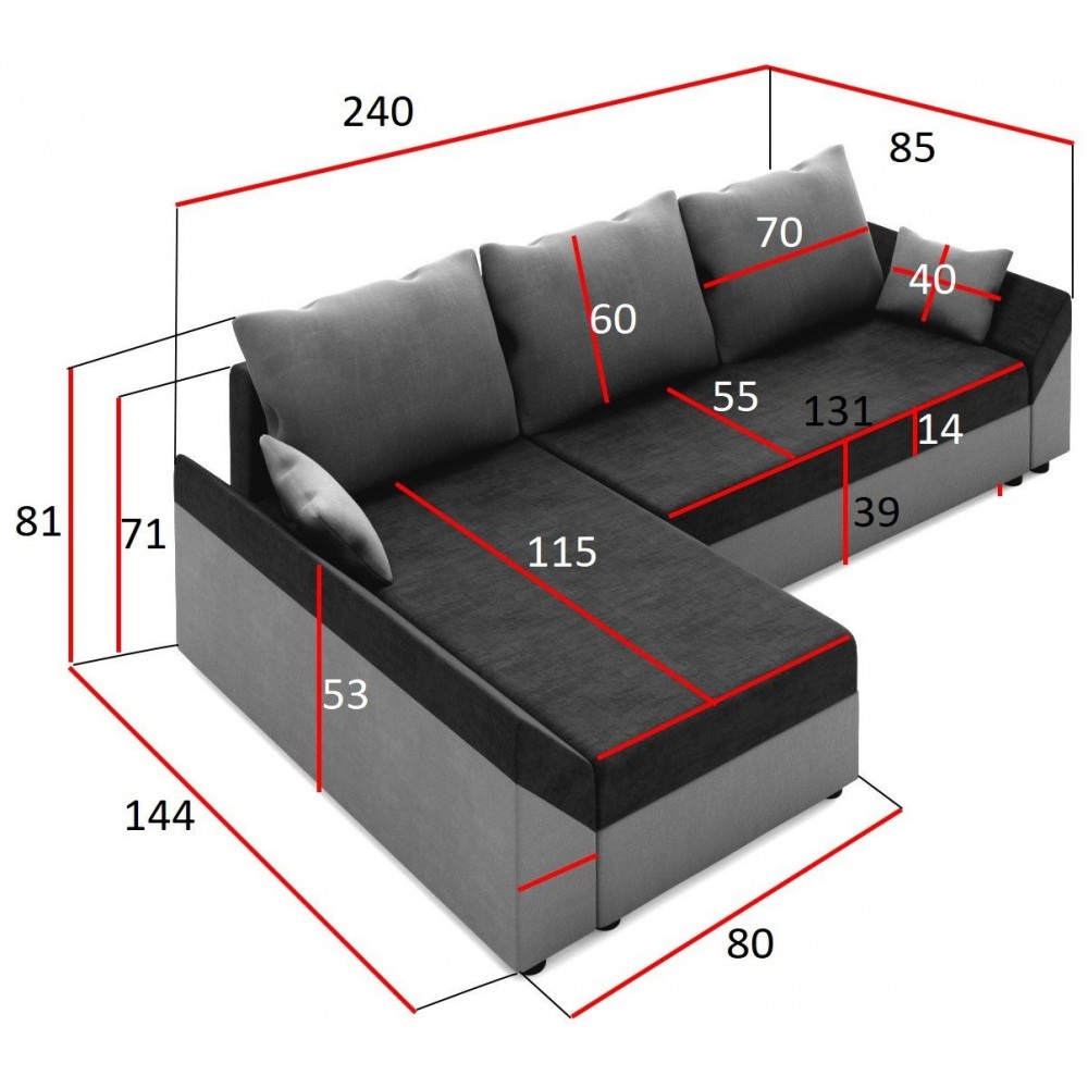 Γωνιακός καναπές Eibar-Kafe - Mpez