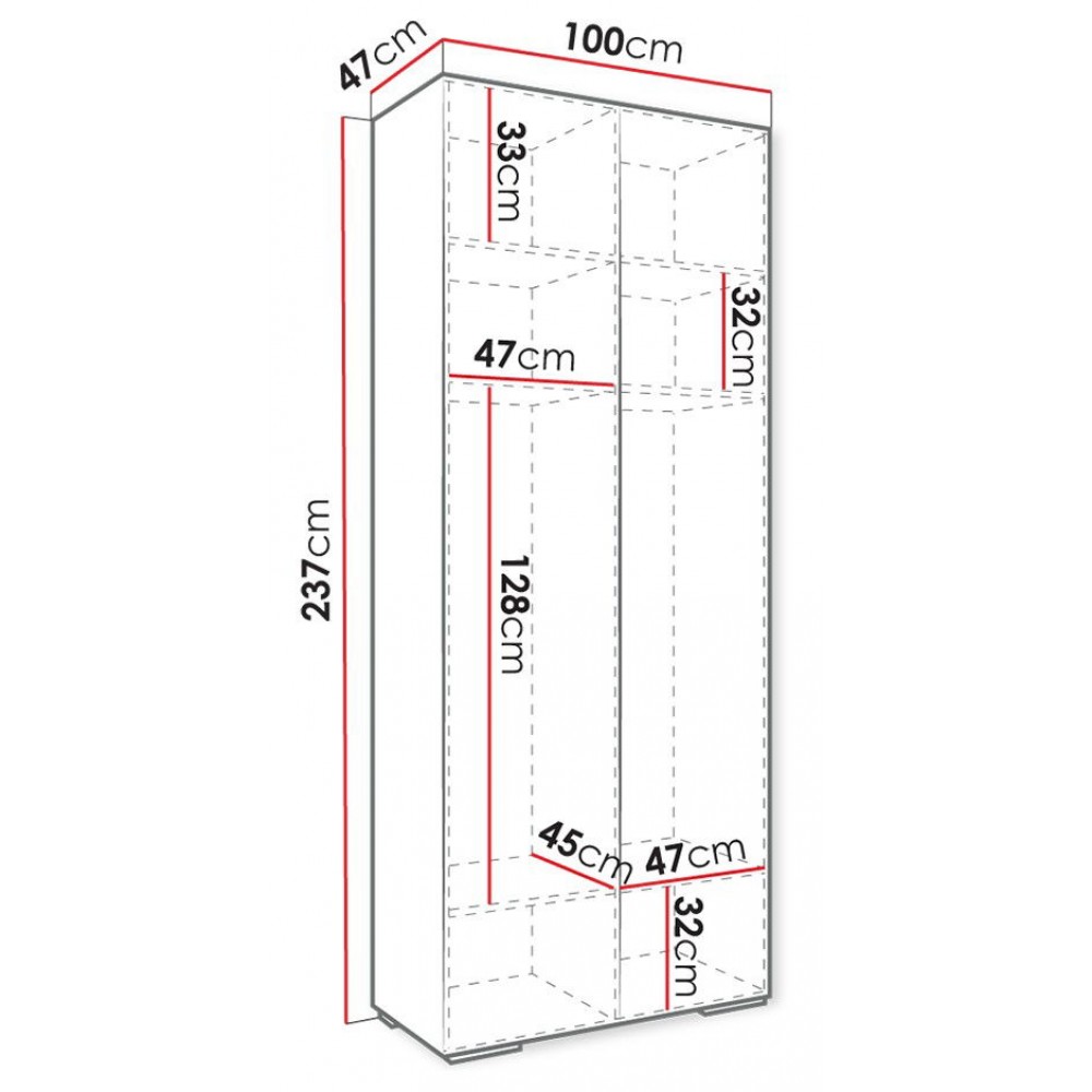 Ντουλάπα δίφυλλη Manhattan Ryfel 10-Leuko
