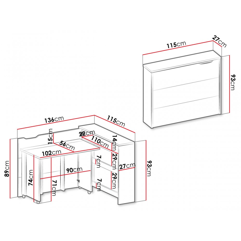Αναδιπλούμενο γραφείο Concept-Leuko Gualistero-Αριστερή