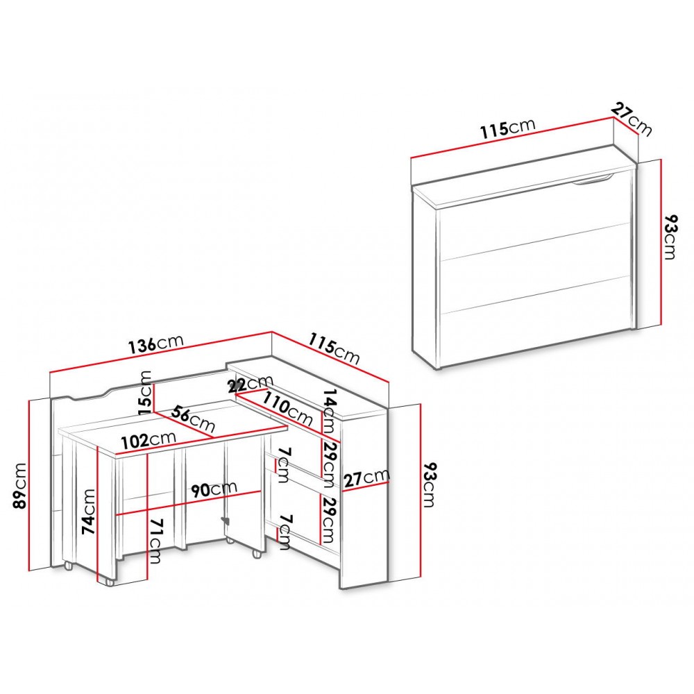 Αναδιπλούμενο γραφείο Concept-Drus-Αριστερή