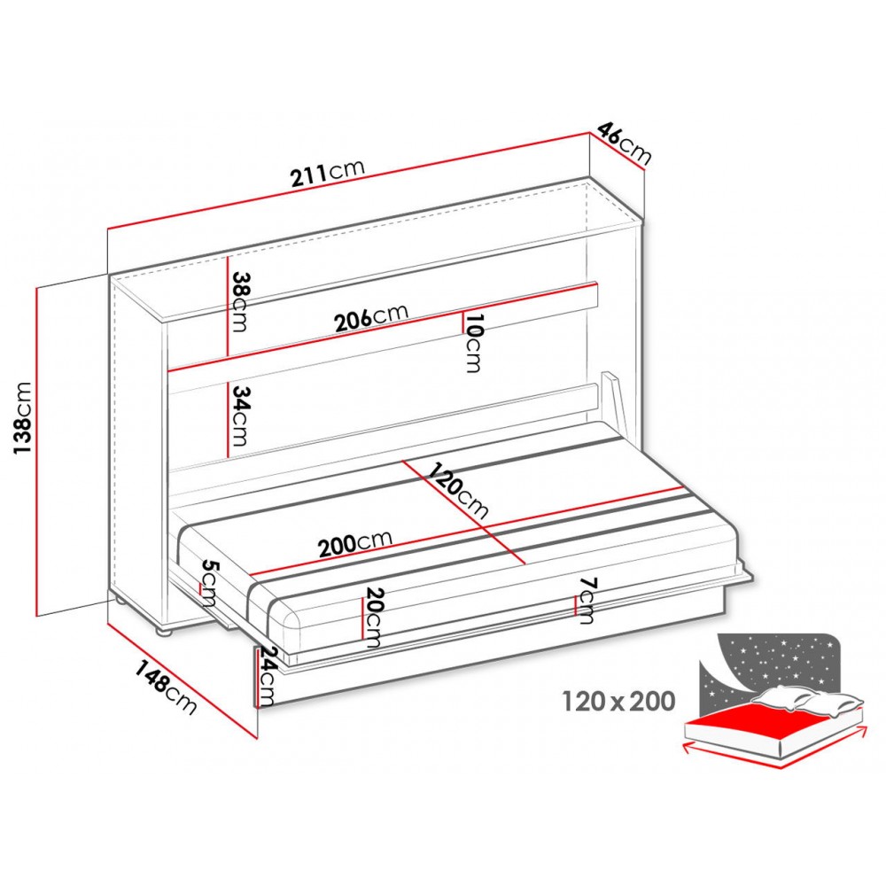 Κρεβάτι τοίχου Concept Junior οριζόντιο