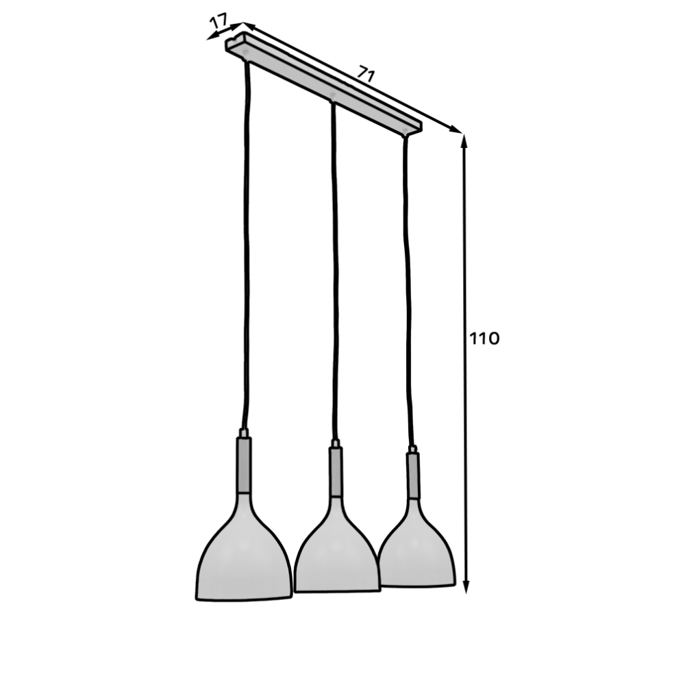 Ράγα οροφής Woldes 3φωτη