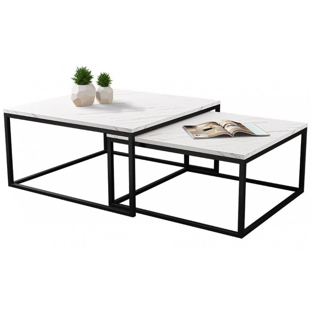 Σετ τραπεζάκια σαλονιού Stolik-Leuko Marmaro