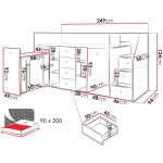 Πολυλειτουργικό κρεβάτι Smart III 248.5x93x123