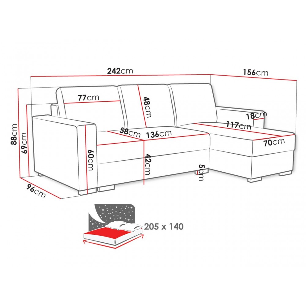 Γωνιακός καναπές Latte-Kafe