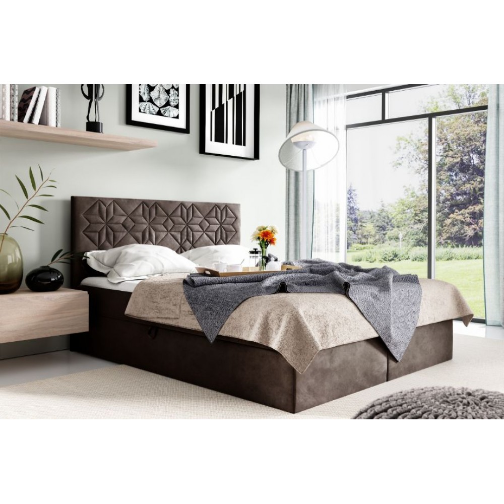 Επενδυμένο κρεβάτι Box 1-Kafe-140 x 200 144x208x103