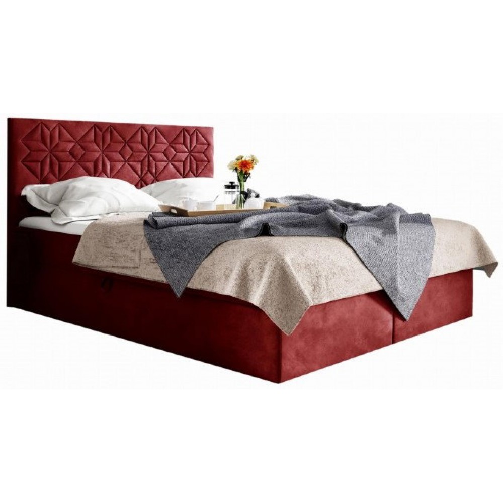 Επενδυμένο κρεβάτι Box 1-Kokkino-140 x 200 144x208x103