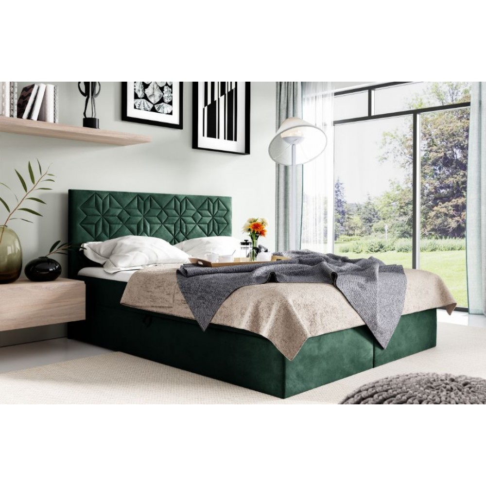 Επενδυμένο κρεβάτι Box 1-Prasino-180 x 200 184x208x103
