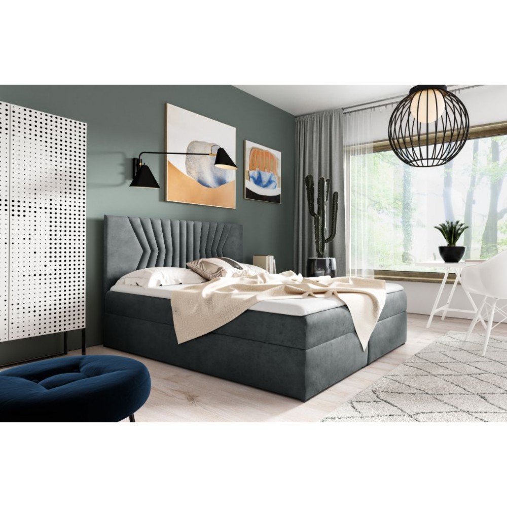 Επενδυμένο κρεβάτι Box 2-Gkri-160 x 200 164x208x103