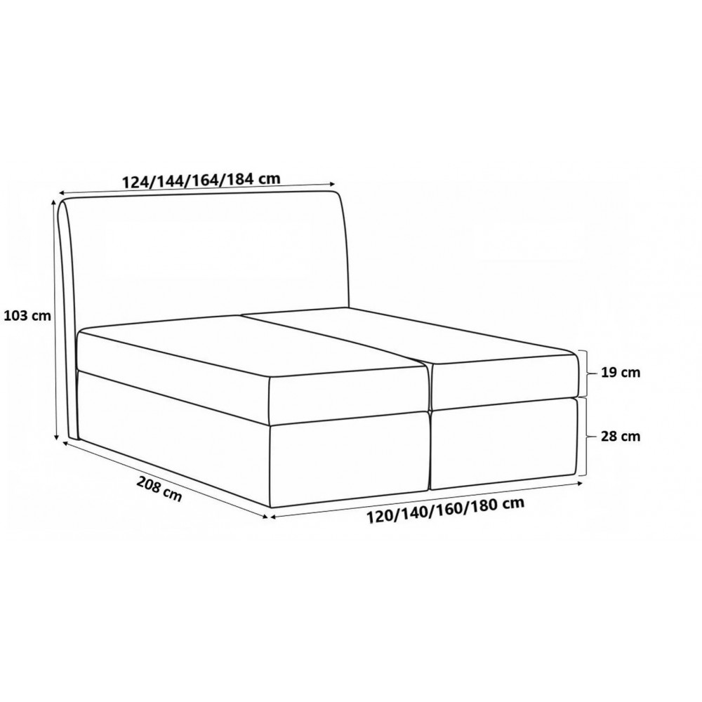 Επενδυμένο κρεβάτι Box 2-Gkri-160 x 200 164x208x103
