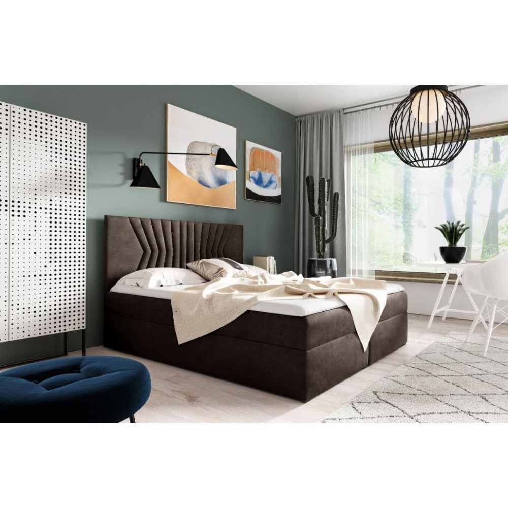 Επενδυμένο κρεβάτι Box 2-Kafe-140 x 200 144x208x103