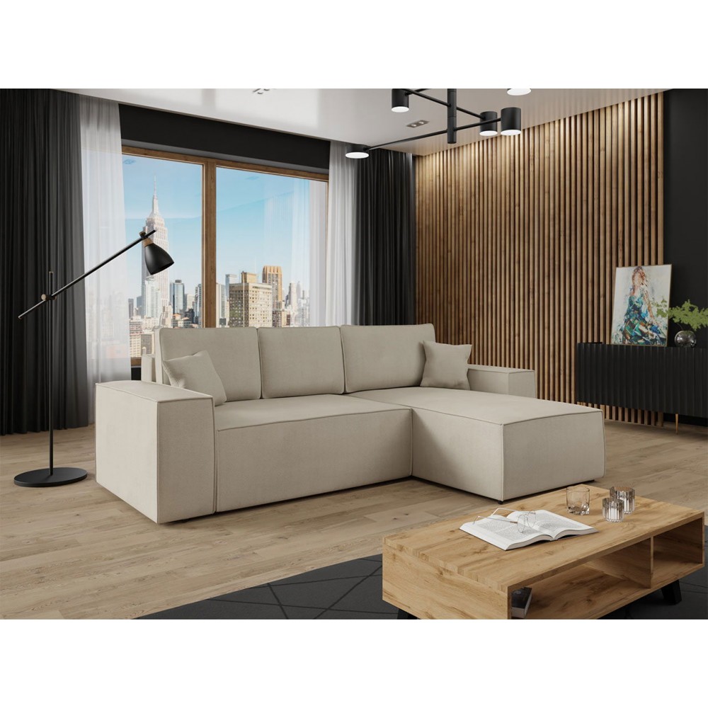 Γωνιακός καναπές Malaga mini II-Ekrou-Δεξιά