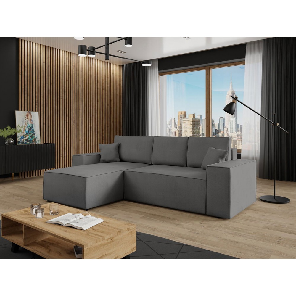 Γωνιακός καναπές Malaga mini II-Gkri Skouro-Αριστερή