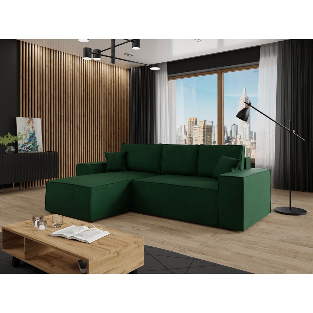 Γωνιακός καναπές Malaga mini II-Prasino-Αριστερή
