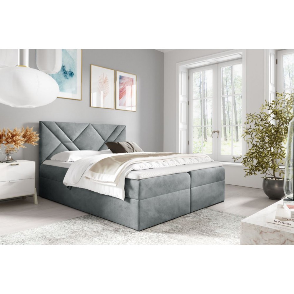 Επενδυμένο κρεβάτι Box 6-Gkri-120 x 200 124x208x103