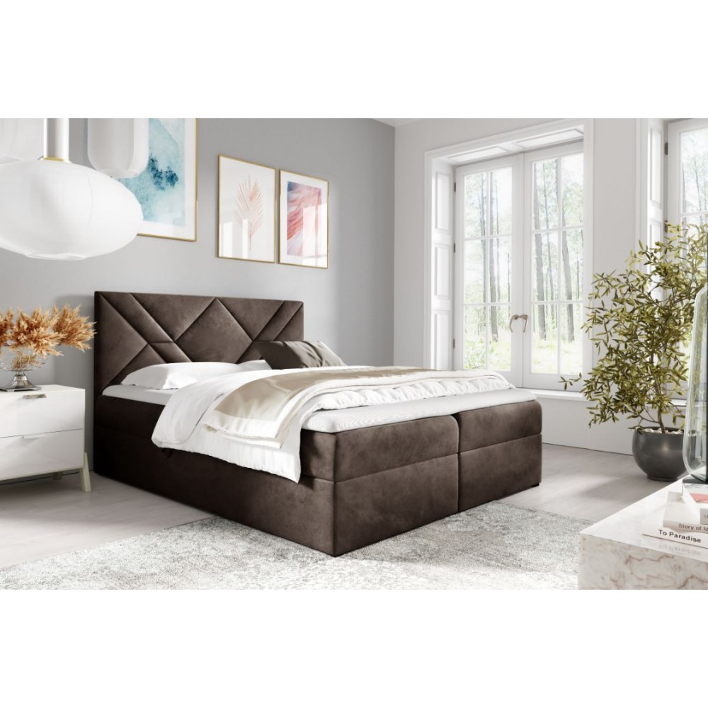 Επενδυμένο κρεβάτι Box 6-Kafe-120 x 200 124x208x103