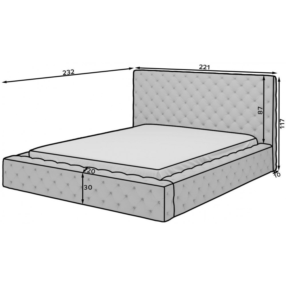 Επενδυμένο κρεβάτι Princce-Gkri Anoixto-180 x 200