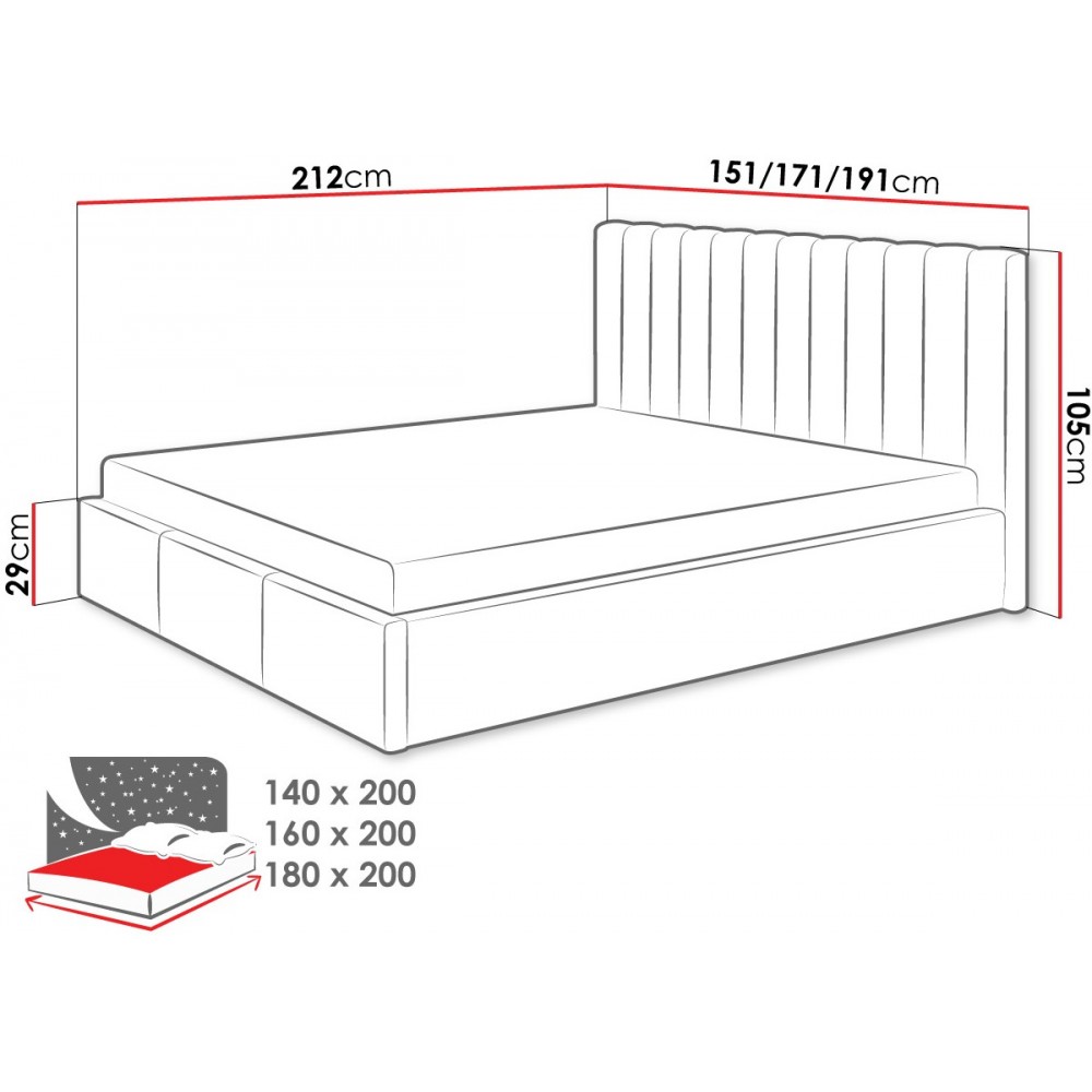 Επενδυμένο κρεβάτι Cosmos-Mple-160 x 200