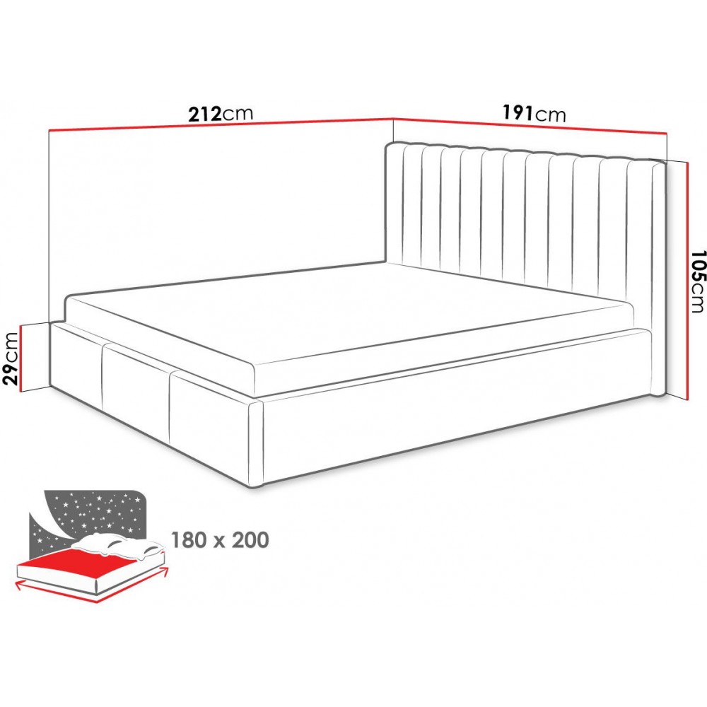 Επενδυμένο κρεβάτι Cosmos-Gkri-180 x 200