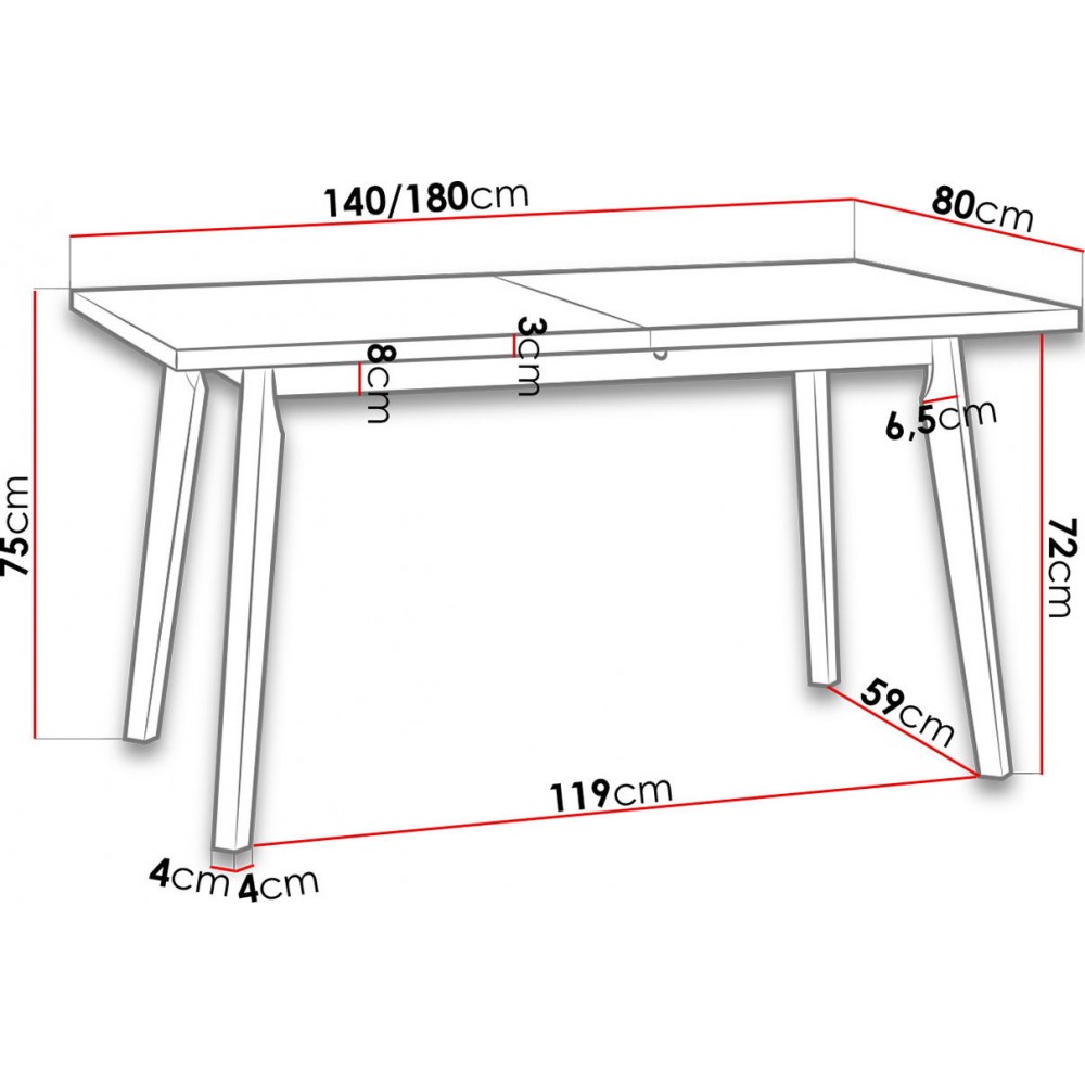 Επεκτεινόμενο τραπέζι Anslo V - Fusiko-Mavro