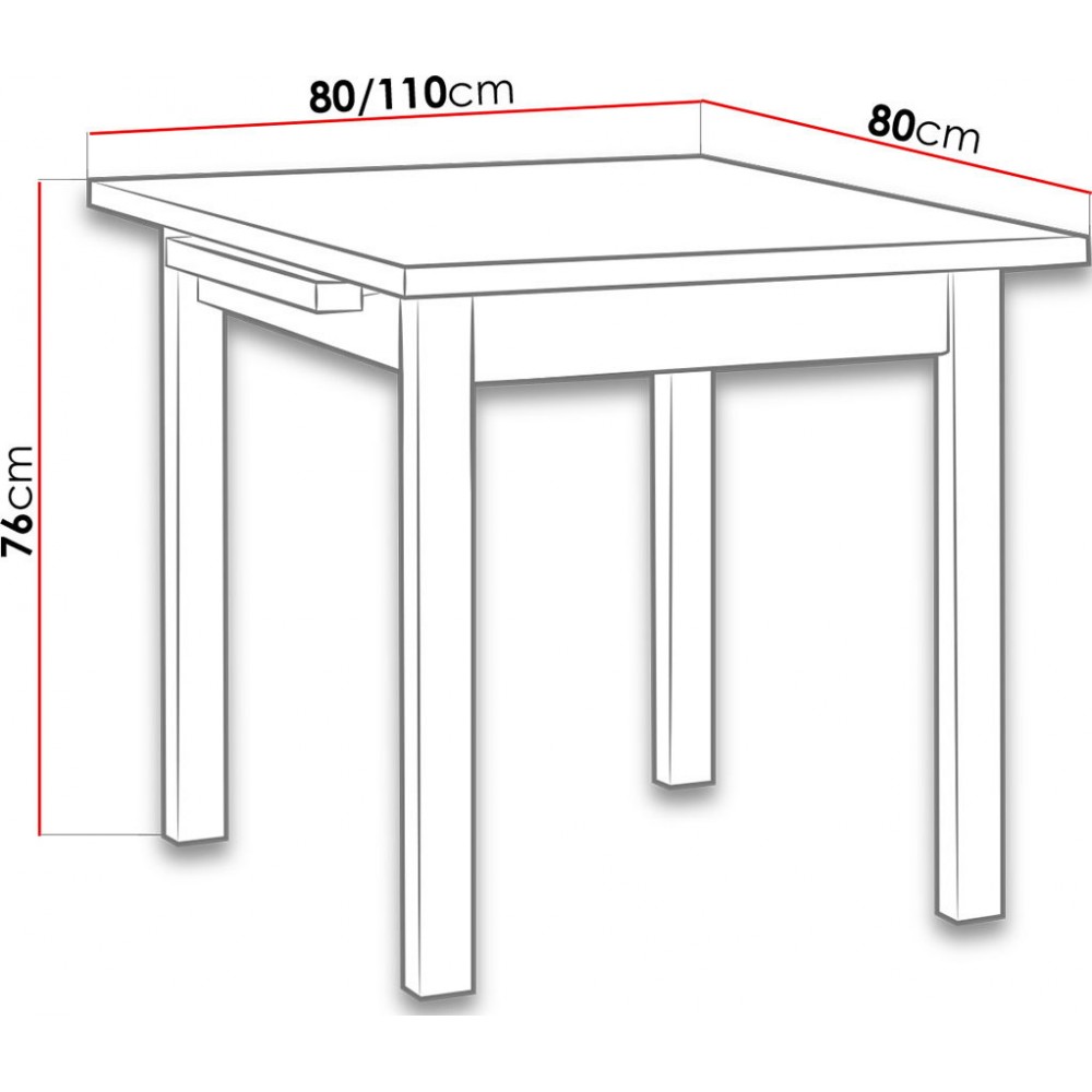 Επεκτεινόμενο τραπέζι Min VII 80x80x76