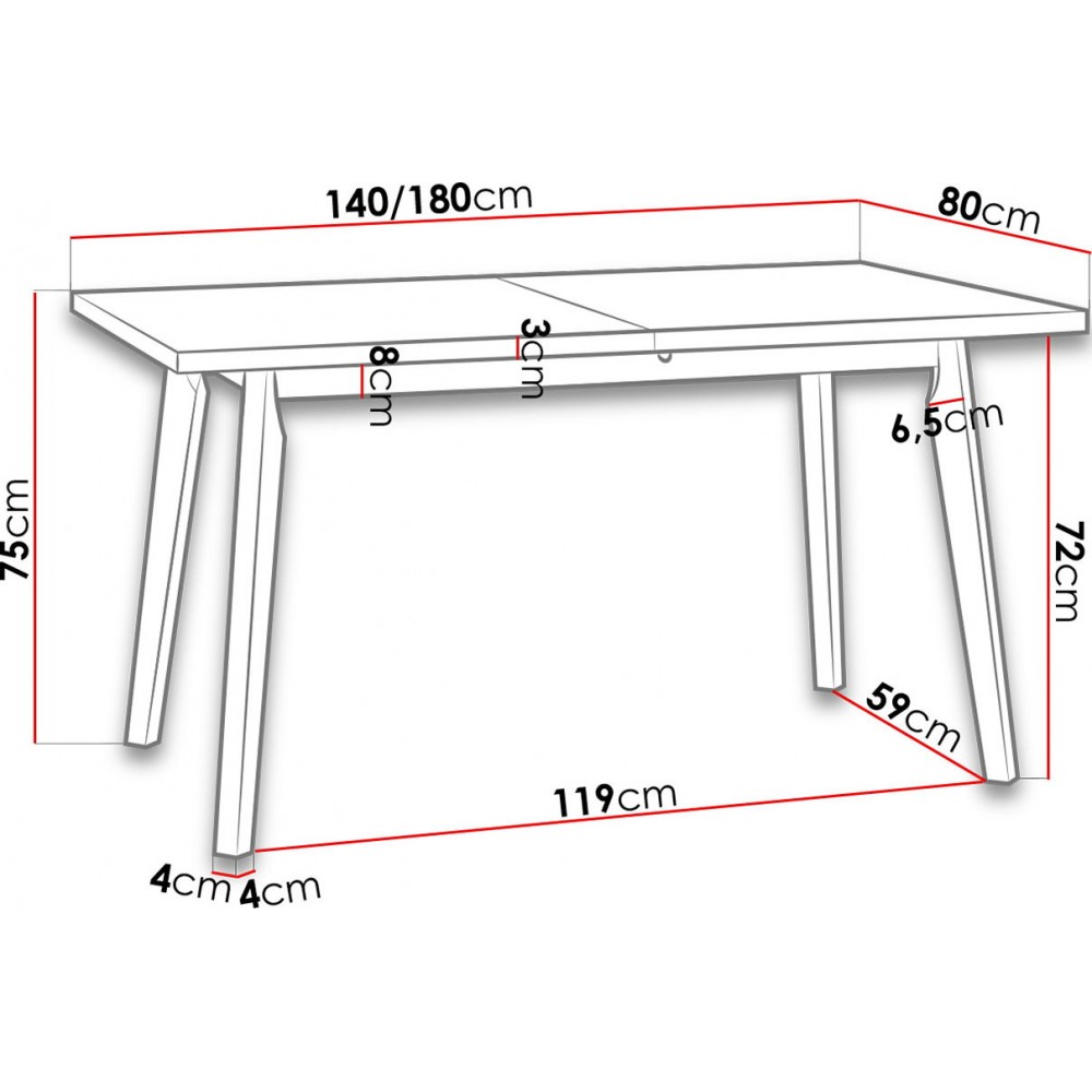 Επεκτεινόμενο τραπέζι Anslo V 140x80x75
