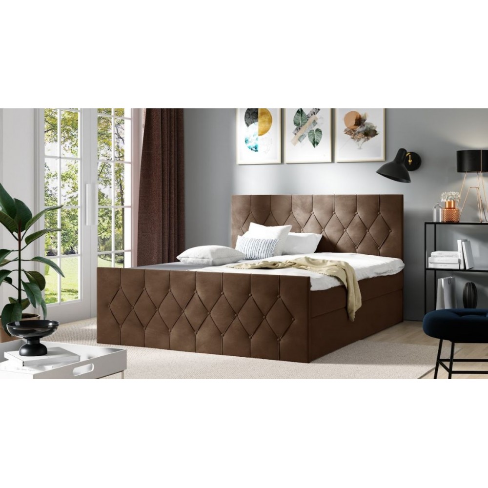 Επενδυμένο κρεβάτι Sky lux-Kafe-140 x 200 144x213x103