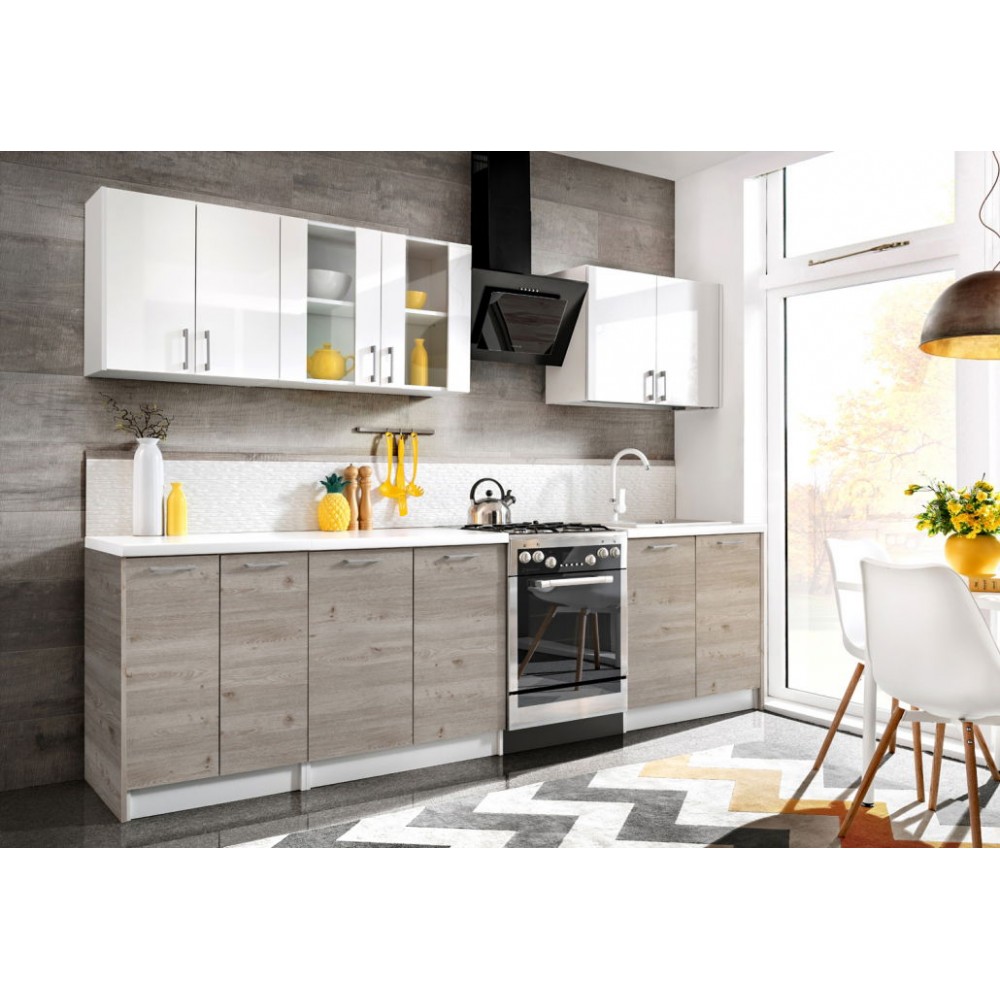 Σύνθεση κουζίνας Eco 2.8-Fusiko skouro-Leuko Gualistero