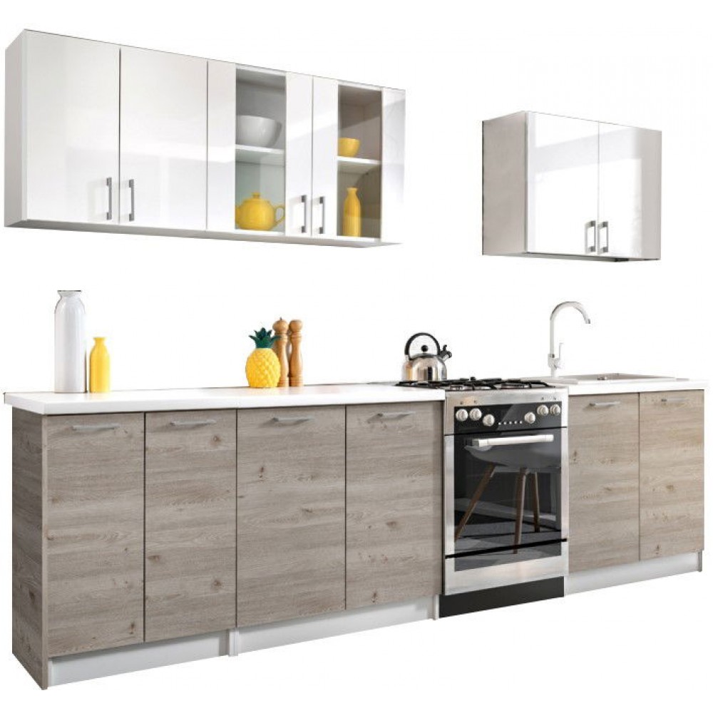 Σύνθεση κουζίνας Eco 2.8-Fusiko skouro-Leuko Gualistero