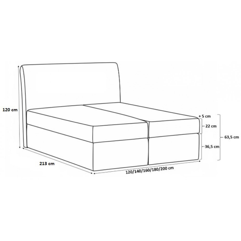 Επενδυμένο κρεβάτι Basic-Mpez-180 x 200 180x211x123