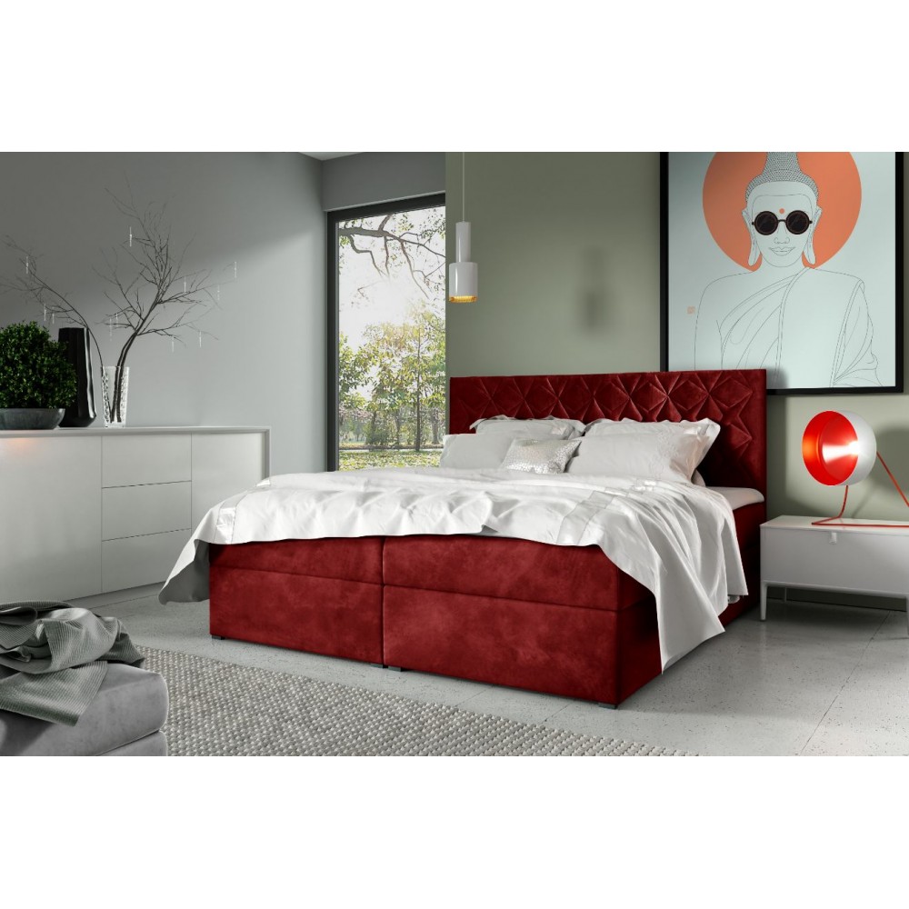 Επενδυμένο κρεβάτι Box 7-Kokkino-180 x 200 184x208x103