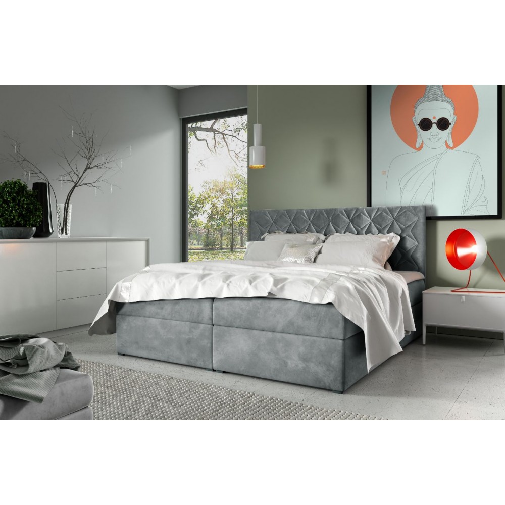 Επενδυμένο κρεβάτι Box 7-Gkri-180 x 200 184x208x103