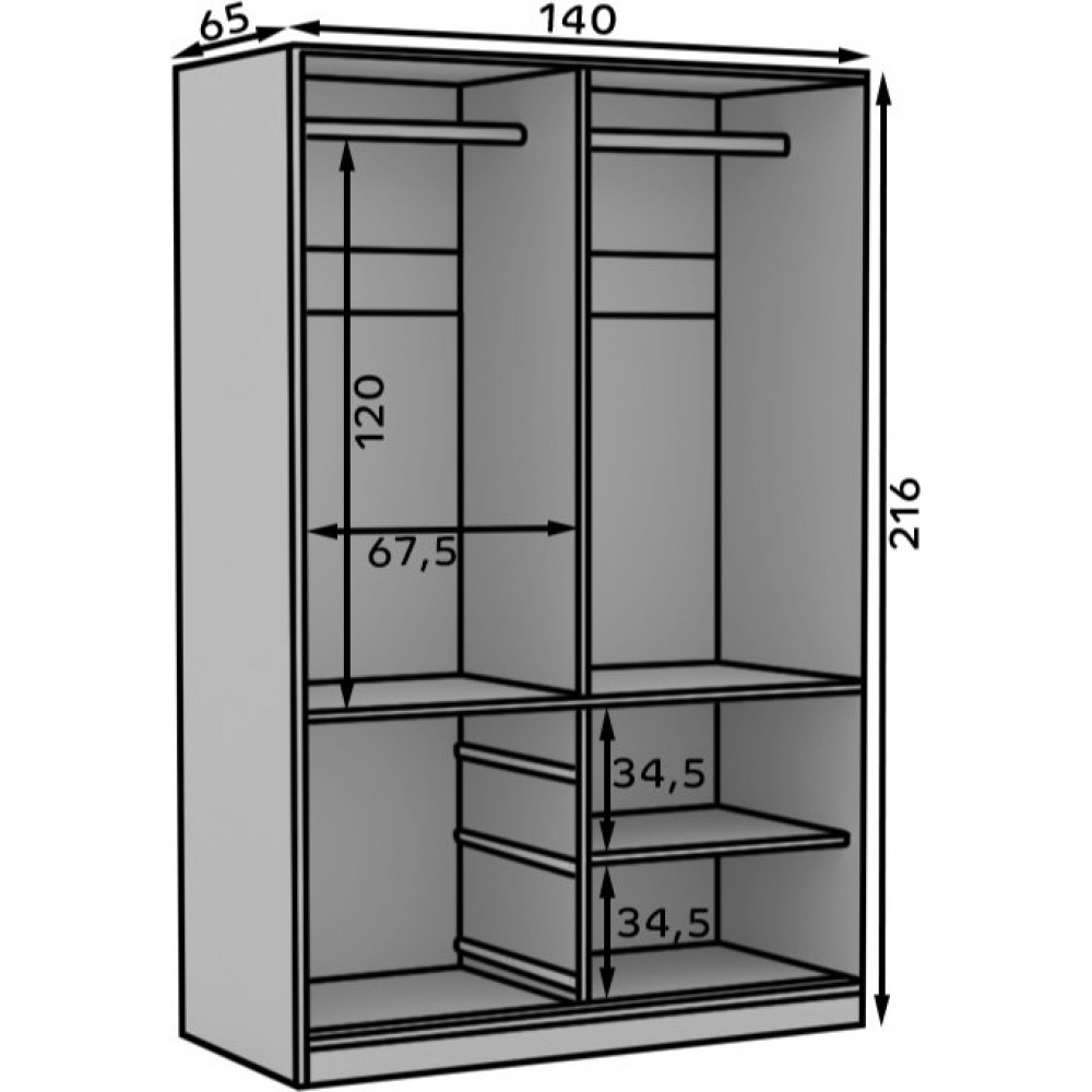 Ντουλάπα Hert συρόμενη - Fusiko-Mavro 140x65x216