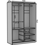 Ντουλάπα Hert συρόμενη - Fusiko-Mavro 140x65x216