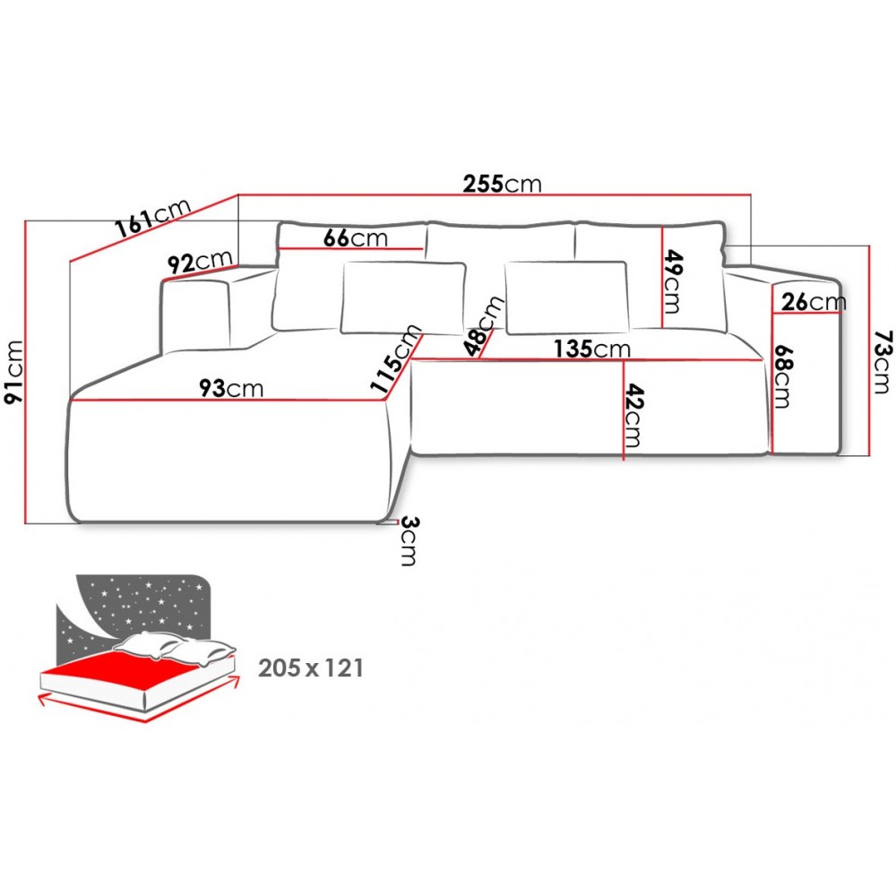 Γωνιακός καναπές Stripes-Αριστερή-Ekrou