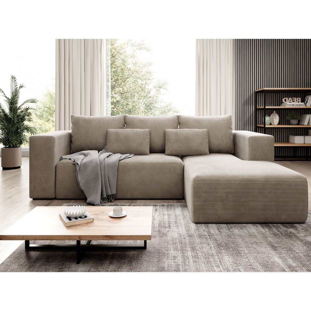 Γωνιακός καναπές Stripes-Αριστερή-Ekrou